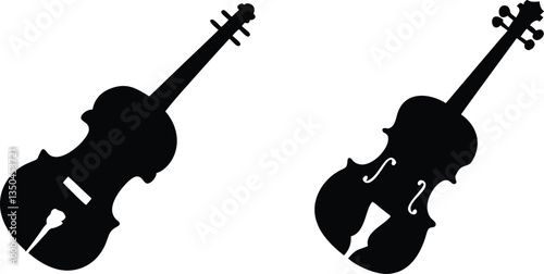 violin Silhouette vector set And artwork