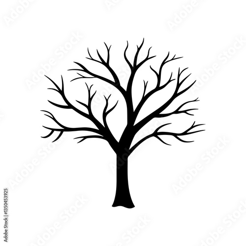 Single dead tree silhouette vector flat illustration design.