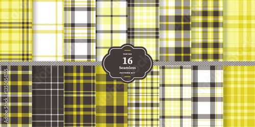 Dark Mustard Tartan patterns fabric texture. Modern Cream Bisque Seamless TartanSet of 16