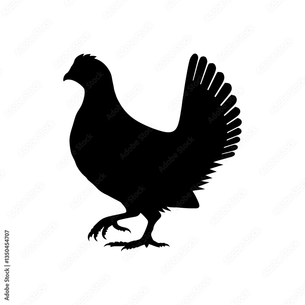 Ruffed grouse silhouette vector flat illustration design. Ruffed grouse silhouette vector flat illustration design.