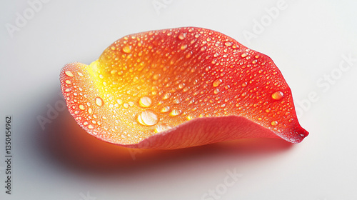 Close-up of a vibrant rose petal with water droplets, highlighting its texture and colors