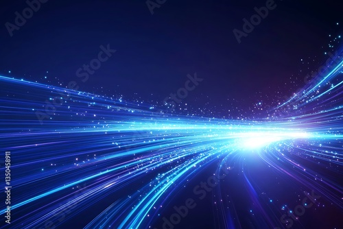 Wallpaper Mural Abstract Futuristic Background with Bright Blue Light Trails and Glowing Particles Torontodigital.ca