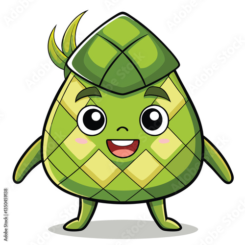Cute, cartoonish green glutinous rice dumpling character