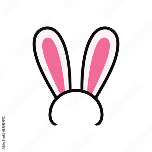 Pink and white bunny ears icon silhouette vector flat illustration design.