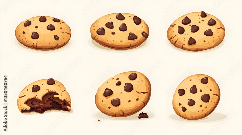 Decadent Bitten Chocolate Chip Cookie on a Crunchy Homemade Brown Background Decadent Bitten Chocolate Chip Cookie on a Crunchy Homemade Brown Background