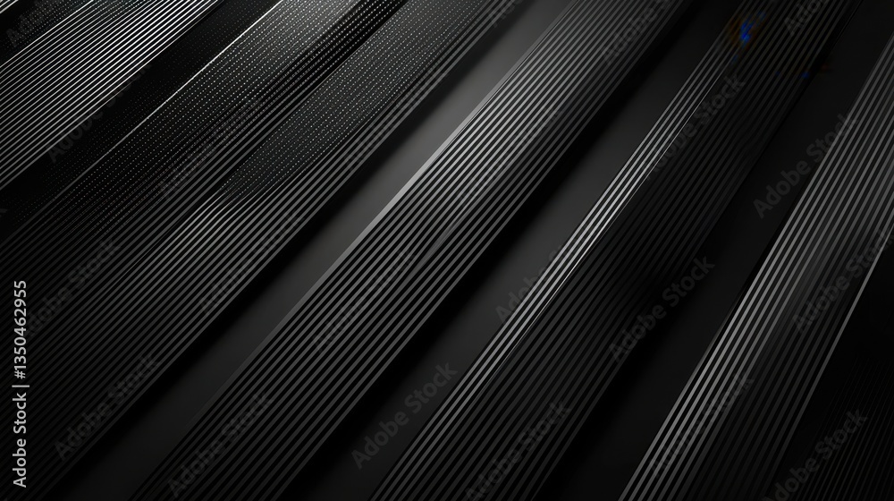 Obraz premium Dynamic Deep Black Diagonal Lines with Halftone Gradient for 3D Business Presentations