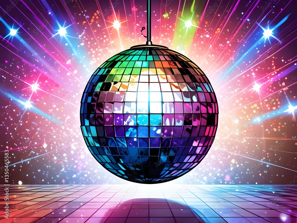 Fototapeta premium Sparkling Nights: A Retro Celebration Under the Disco Ball