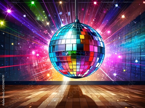 disco ball with lights. Disco Night: A Shiny Retro Experience