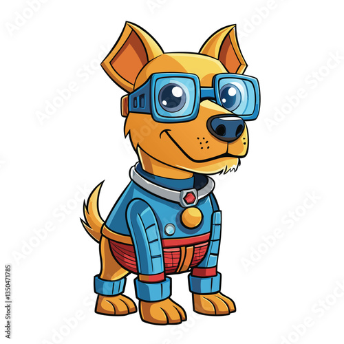 Cute dog wearing glasses and futuristic armor