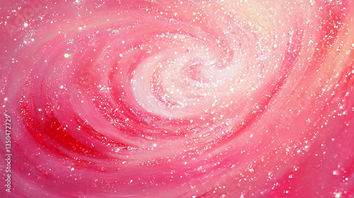 A vibrant pink galaxy swirl with sparkling stars and cosmic dust, evoking a sense of wonder and beauty