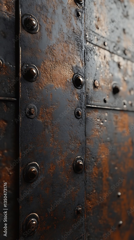 Fototapeta premium Rusty metal panels, fortress door detail