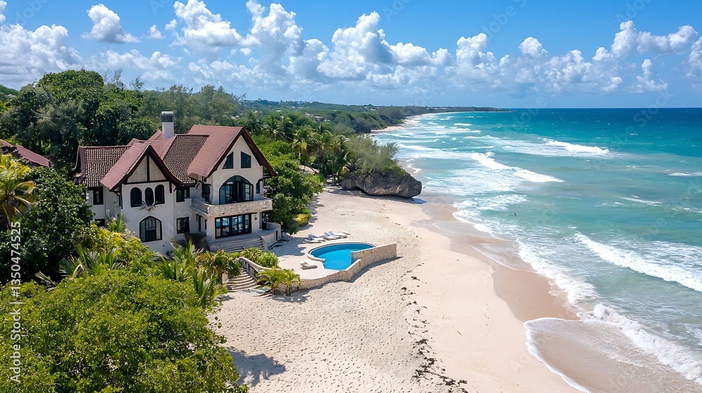 Obraz premium Luxury Beachfront House with Ocean View and Private Pool