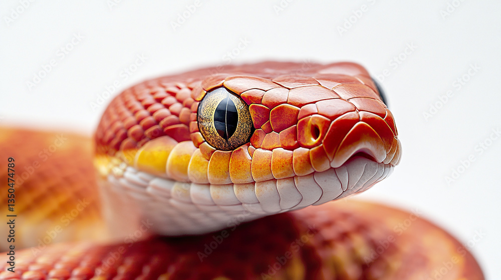 Obraz premium striking red snake head in extreme close up, glossy scales