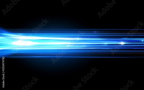Futuristic Speed  Blue Light Streaks Against a Black Background