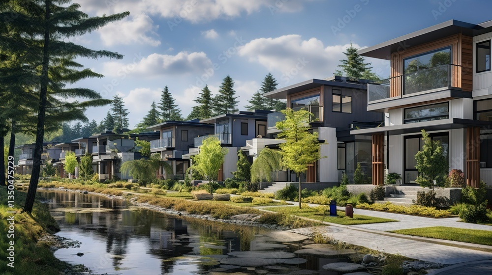 Fototapeta premium A photo of a LEED Silver-certified housing develop