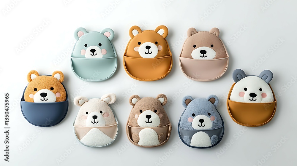 Cute bear-shaped pouches in various colors arranged in a row, showcasing playful design and soft textures, ideal for kids or fun accessories. cute baby clothing items Cute bear-shaped pouches in various colors arranged in a row, showcasing playful design and soft textures, ideal for kids or fun accessories. cute baby clothing items