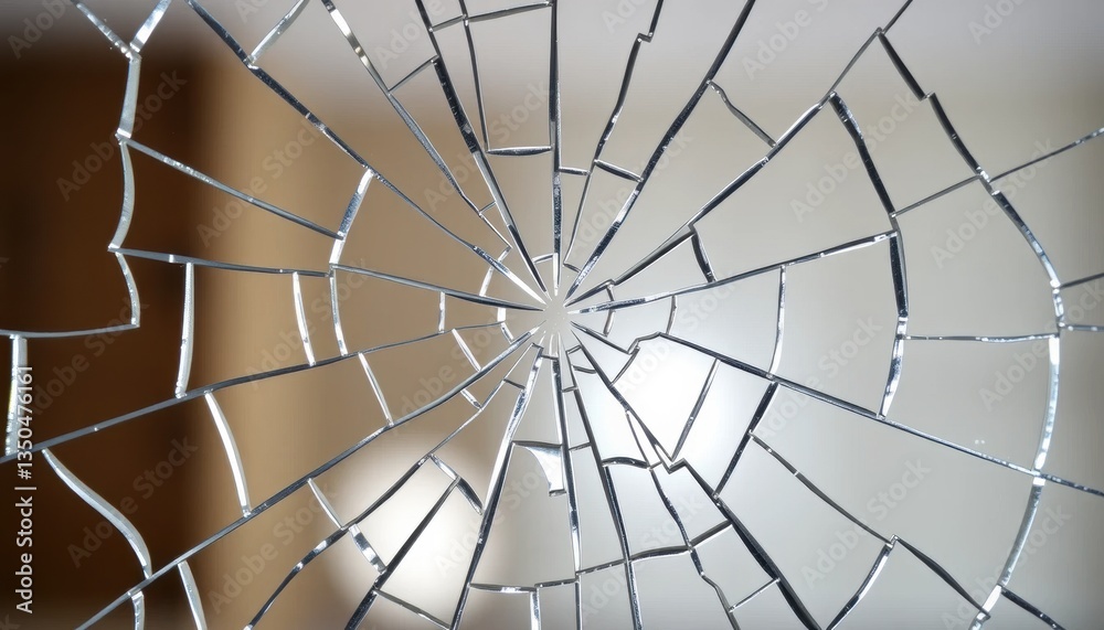 Obraz premium Shattered Mirror A Close-Up of Cracked Glass Fragments