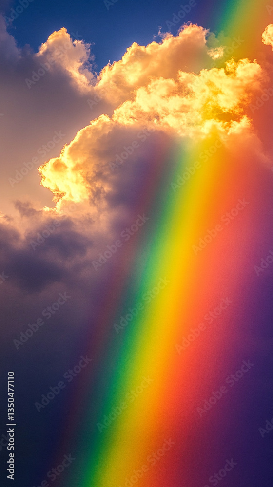 Fototapeta premium A mesmerizing natural spectacle of a rainbow in the sky, formed by the interaction of raindrops, sunlight, and atmospheric conditions, symbolizing beauty, hope, and nature's wonders