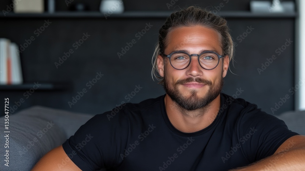Relaxed man in glasses, comfortable pose Relaxed man in glasses, comfortable pose