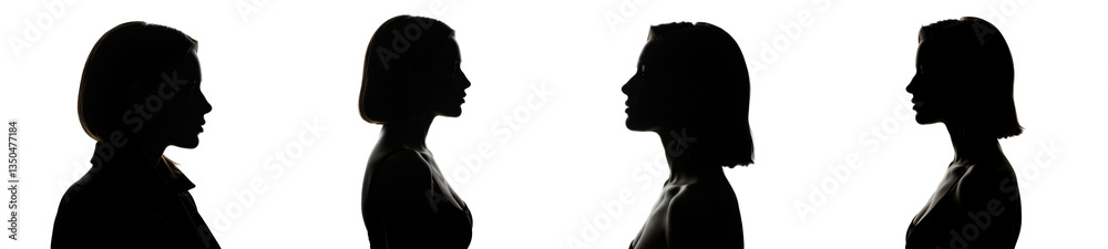 set of silhouettes Of Girl isolated, black vector, profile , PNG set of silhouettes Of Girl isolated, black vector, profile , PNG