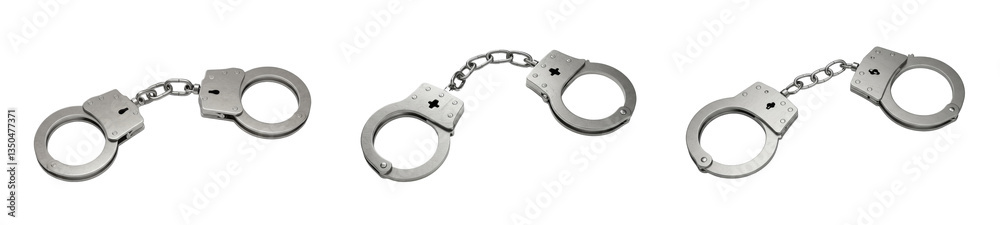 Set Or Collection of Handcuffs isolated on transparent background, PNG Set Or Collection of Handcuffs isolated on transparent background, PNG