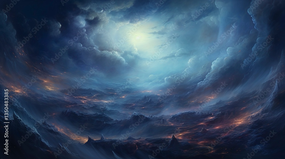 Fototapeta premium A photo of a mesmerizing celestial-themed oil painting