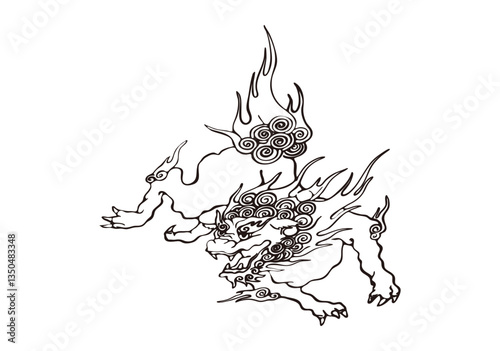獅子　線画