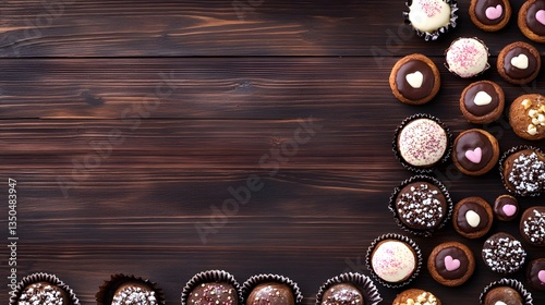 Assorted Chocolate Cupcakes and Cookies on Wood