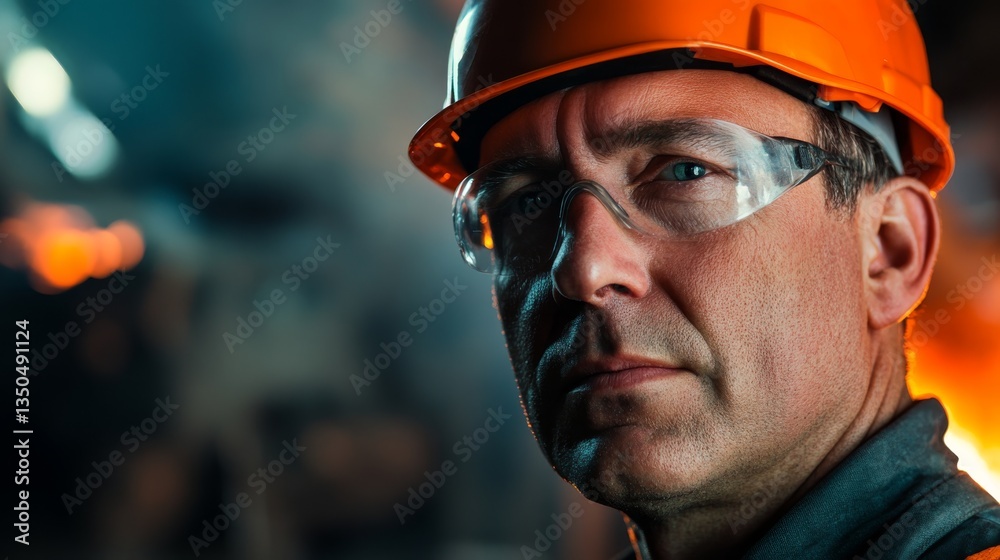 Portrait of a Steelworker in an Industrial Factory in a Concept of Strength And Hard Work Portrait of a Steelworker in an Industrial Factory in a Concept of Strength And Hard Work