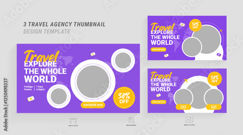 Travel tour and hotel tourism marketing service video thumbnail set