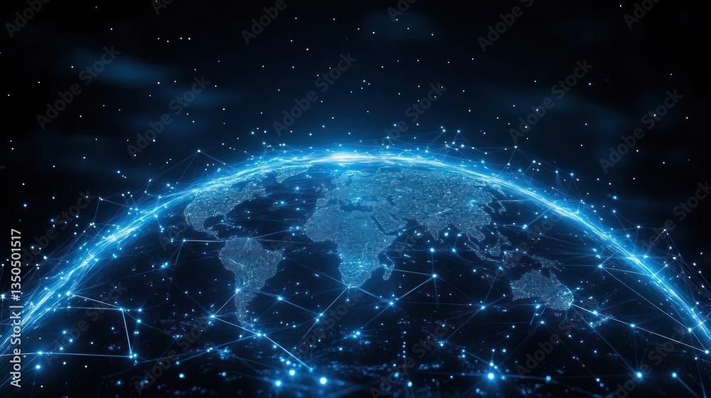 Obraz premium Global Network: A Digital Representation of Earth's Interconnectivity