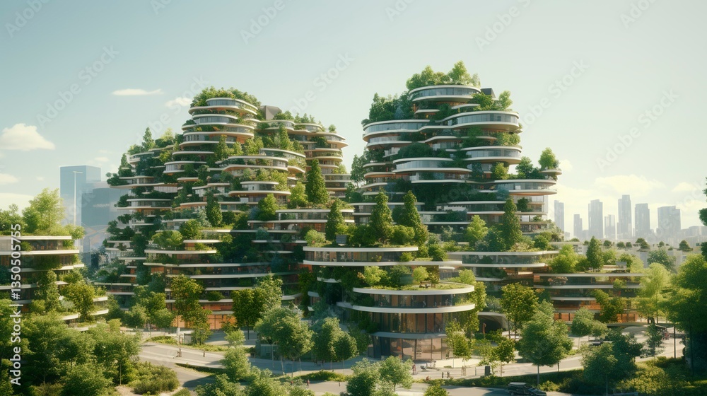 Obraz premium A photo of a sustainable green mixed-use development