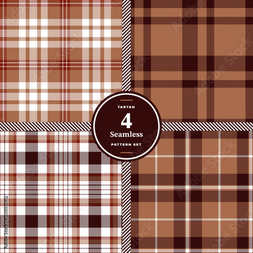 Cream Bisque Seamless Tartan with Pastel Buttercream accents Fabric Design Set of 4