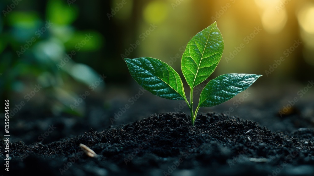 A New Beginning: A Tiny Sprout Emerging from Rich Soil A New Beginning: A Tiny Sprout Emerging from Rich Soil