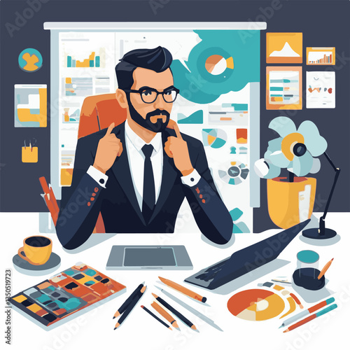 employee appreciation day, investment solution, copy space, confident man, lawyer office, finance management, boss, 40 40s, arms crossed, team, middle age, work, company formal, elder aged, latin hisp