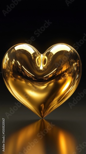 A Polished Golden Heart Reflects Light Beautifully