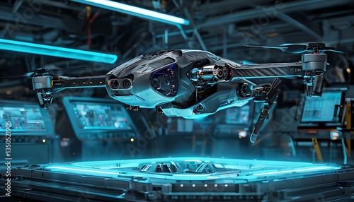 Autonomous Robotic Drone With Carbon Fiber In Autonomous AI Factory
