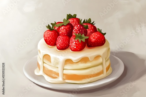 Creamy Glaze Drizzled Strawberry Shortcake Delight