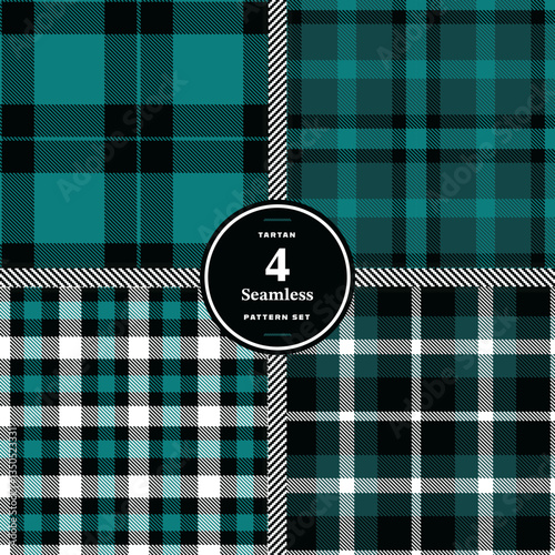 Vintage Crimson Seamless Tartan with Cream Bisque accents Fabric Design Set of 4