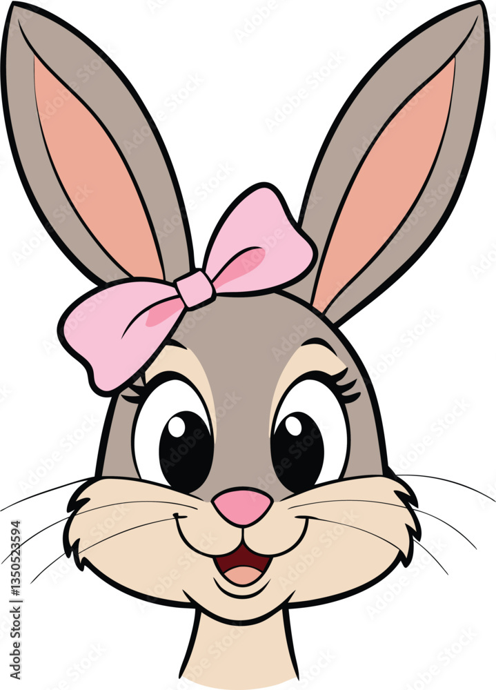 Smiling Bunny with Pink Bow Vector Illustration for Easter Designs
Smiling Bunny with Pink Bow Vector Illustration for Easter Designs