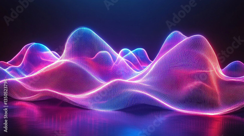 Vibrant abstract waves of light and color undulating against a dark backdrop, creating a dynamic visual experience