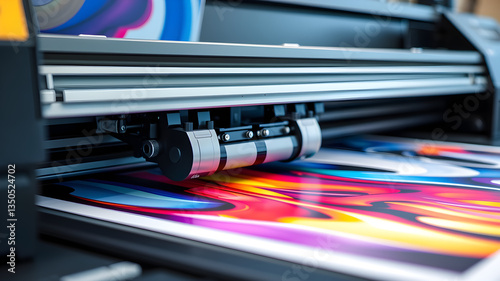 A close-up of a printing press, showcasing the intricate machinery and the process of creating printed materials showcasing the artistry of modern manufacturing and design