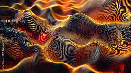 Abstract waves of orange and black textures flowing harmoniously, creating a dynamic visual effect