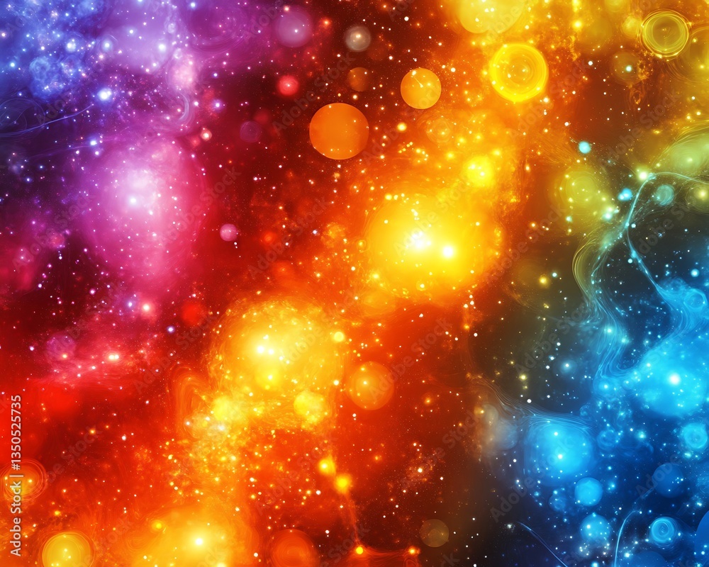 Fototapeta premium Colorful and luminous illustration of the cosmic universe with bright features