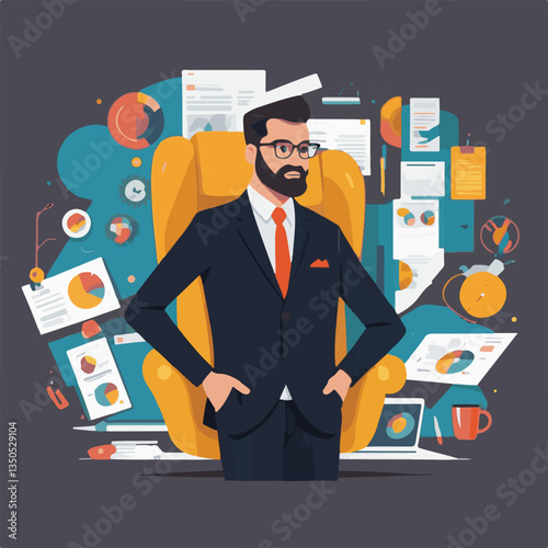 employee appreciation day, investment solution, copy space, confident man, lawyer office, finance management, boss, 40 40s, arms crossed, team, middle age, work, company formal, elder aged, latin hisp
