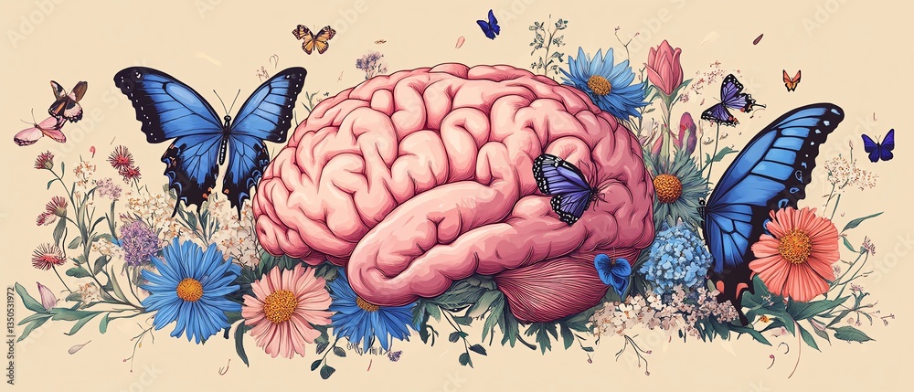 Obraz premium A lively and artistic pink brain illustration