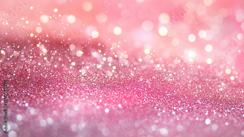 Shimmering pink glitter background with soft bokeh effects, creating a dreamy and festive atmosphere