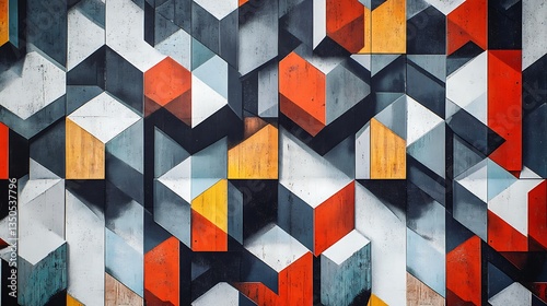 Colorful geometric wall mural