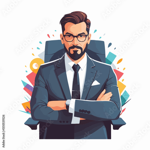 employee appreciation day, investment solution, copy space, confident man, lawyer office, finance management, boss, 40 40s, arms crossed, team, middle age, work, company formal, elder aged, latin hisp