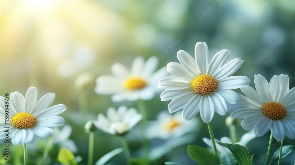 Fototapeta premium Sunlit Daisies in a Summer Meadow